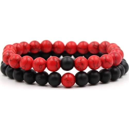 Hot 2pcs/set 5 Style Couples Distance Bracelets 8mm for Men&Women Friend Holiday Gifts Charm Strand Cassic Jewelry fashion 2021