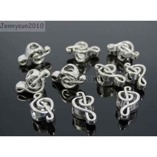 Musical Note Tibetan Silver Big Hole Connector Metal Spacer European Charm Beads Jewelry Design Findings Crafts 50Pcs/Pack