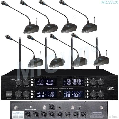 MiCWL High-end Wireless 8 Desktop Gooseneck Conference Microphone System from Large Small Meeting Room 400 frequency regulation