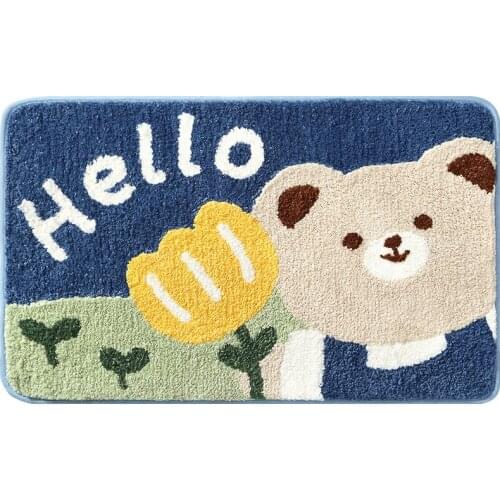 Cartoon Bathroom Non-slip Floor Mat Carpet Household Plush Bathroom Floor Mat Bedroom Door Entry Mat Small Fluffy Room Rug