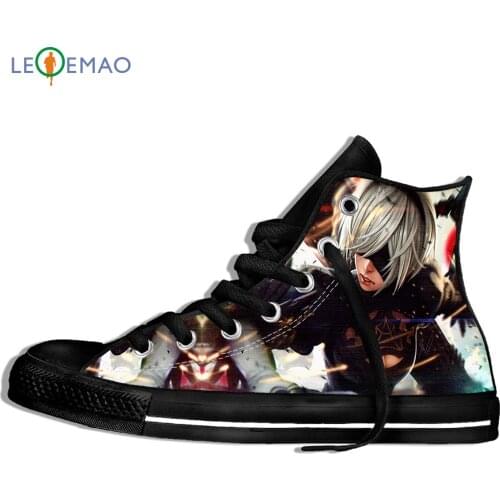 Outdoor Walking Shoes Men/Nier Automata Print Hip Hop Harajuku Anime Sport Shoes Comfortable Lace-up Students Sneakers