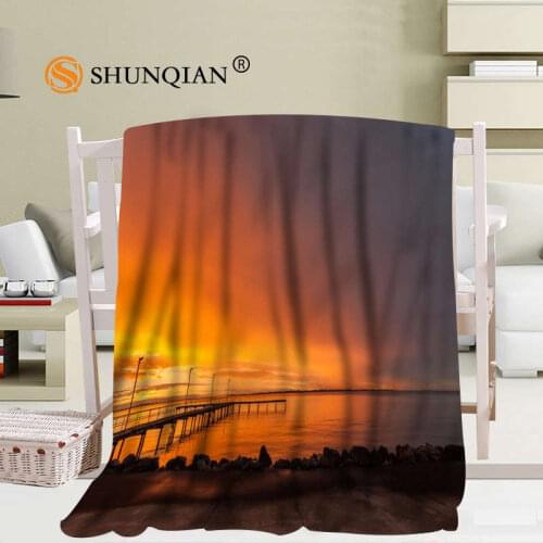 Custom Sunset On The Beach Blanket Soft DIY Your Picture Decoration Bedroom Size 56x80Inch,50X60Inch,40X50Inch A7.10
