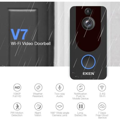 Original Official EKEN V7 Video Doorbell 1080p HD Night Vision Wireless WiFi Security Home