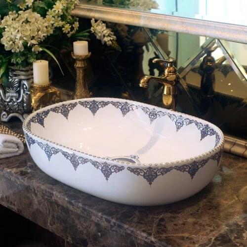 Oval Bathroom Cloakroom Europe Art wash basin Ceramic vessel Lavabo Counter Top Wash Basin Bathroom Sink color ceramic art basin