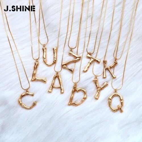 JShine A-Z Big Letters Script Name Initial Alphabet Pendant Necklace Luxury Exaggerated Metal Letter Gold Chain Charm Necklace