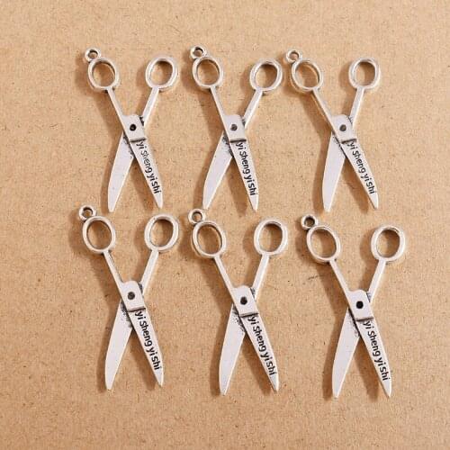 10pcs 21*40mm Yi Sheng Yi Shi Scissors Charms Pendants for Jewelry Making Antique DIY Findings Handmade Decoration