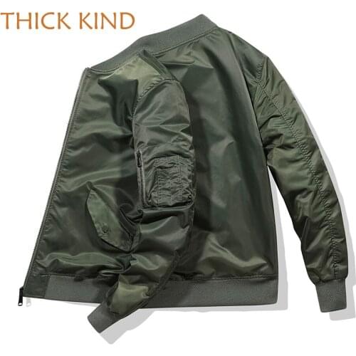 QSuper Thick Design New Mens Jackets Solid Color Pilot Jacket for Man Windproof Men Bomber Jackets O-Neck Brand Male Clothing