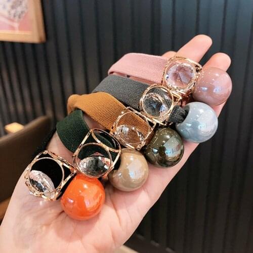 New Korea Women Hair Ropes Big Crystal Pearl Cherry Elastic Rubber Band for Girl Fashion Hair Accessories Hair Ties Wholesale