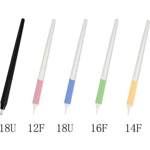 New Disposable Rainbow Tattoo Manual Pen 18U 18 12 14 16 Permanent Makeup Eyebrow Caneta Tebori Microblading Pen Embroidered Pen