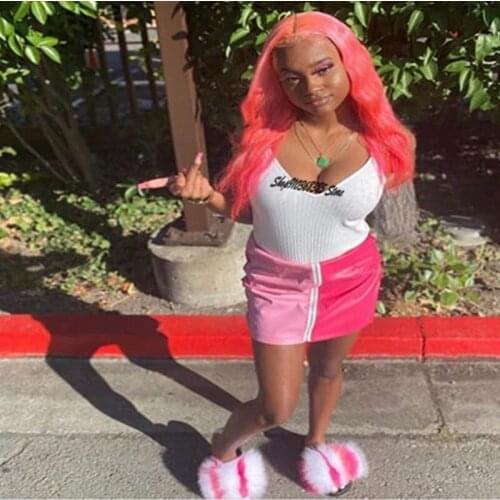 Womens Real Fox Fur Slippers Ladies Fashion Fluffy Plush Slides Colorful Soft Sandals Furry Shoes Female Flip Flops Wholesale