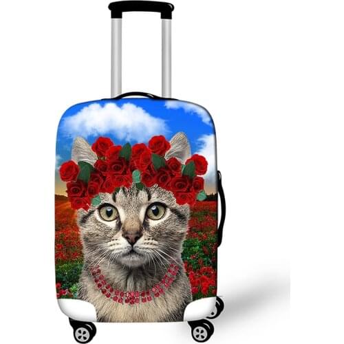 Kawaii Kitten Cat Print Travel Luggage Protective Covers Elastic Dust Rain Women Suitcase Protections Cover For 18 to 32 Inch