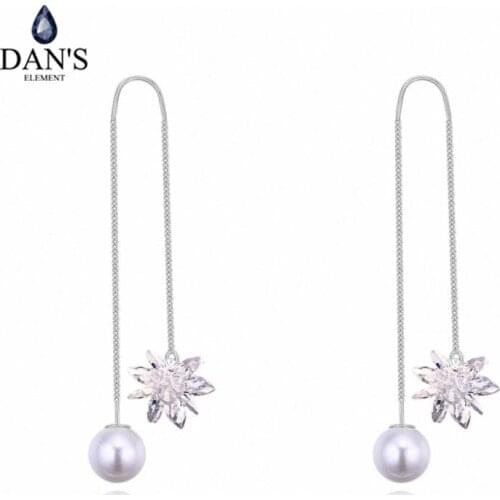 DANS ELEMENT Colors Made With AAA Zirconia Rose Gold Color Tassel Heart Earrings For Women Valentine Gift copper 130357