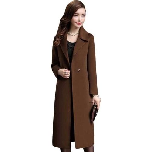 Give Mom A Winter Long Woolen Coat Women 2018 New Elegant Fashion Cashmere Coat Parka Plus Size Wool Jacket Overcoat Ls076