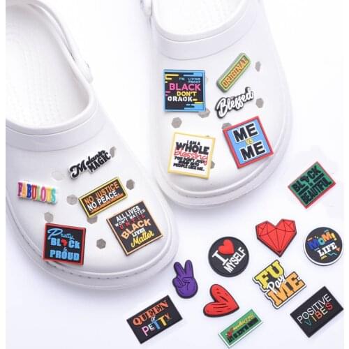 1 pcs Croc Shoe JIBZ Soft PVC Charms Black Girl Magic Designer Accessories Clog Button Decorations Croc JIBE Charm for Girl Gift