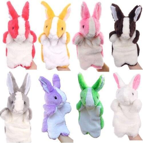 1 Pcs Cute Baby Plush Toys Doll Rabbit Baby Hand Puppet Toy Multicolor Cartoon Baby Finger Puppet Toy Parent-child Interaction
