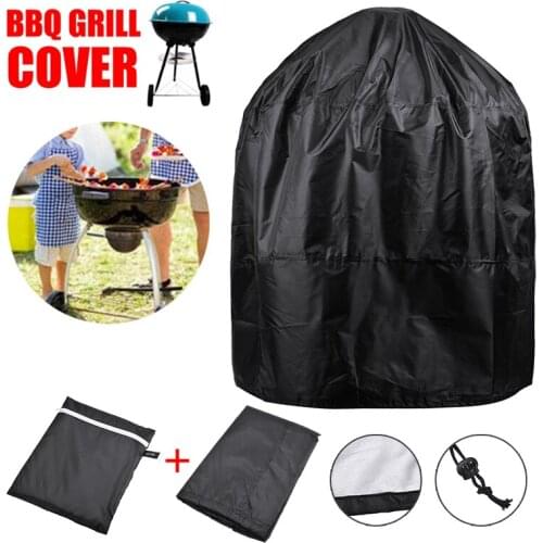 1Pcs Oxford Cloth 58x77cm Round Barbecue Cover Waterproof Round Kettle BBQ Grill Barbecue Cover Protection Black