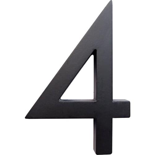 12cm Heavy Modern House Number Door Home Address Numbers for House Number Digital Door Outdoor Sign Plates 5 Inch. #4 Black