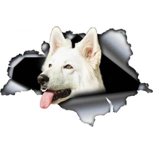 13cm X 9cm Hot Sell Creative White Swiss Shepherd Car Sticker Accessories Car Styling Cover Scratches Waterproof PVC