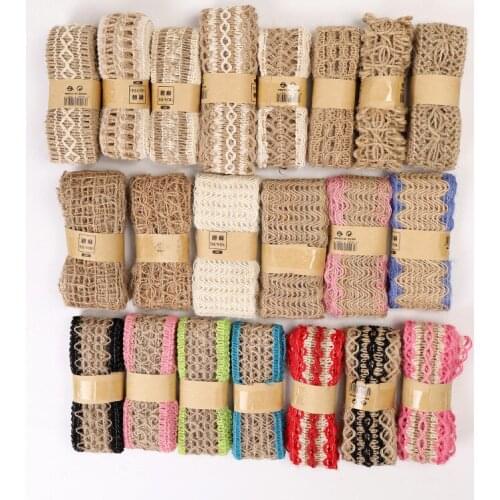 2Meter Natural Vintage Burlap Jute Ribbons Christmas Party Handwork Gift Wrapping DIY White Jute Ribbon Home Wedding Decoration