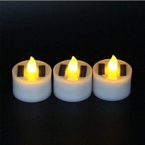 200Pcs Solar Powered LED Electronic candle Flickering Flameless lamp Tea Light Wedding Xmas Party table centerpiece decor-Yellow