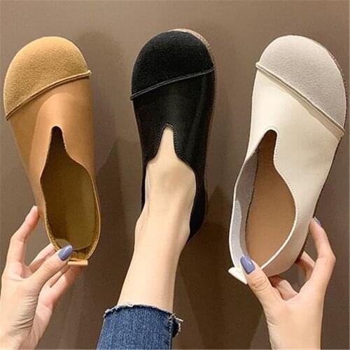 2021 Women Leather Shoes Moccasins Mother Loafers Soft Flats Casual Female Driving Ballet Footwear Comfortable Grandma Shoes