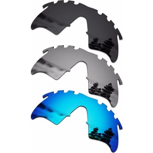 SmartVLT 3 Pieces Polarized Sunglasses Replacement Lenses for Oakley M Frame Heater Vented Black & Silver Titanium & Ice Blue