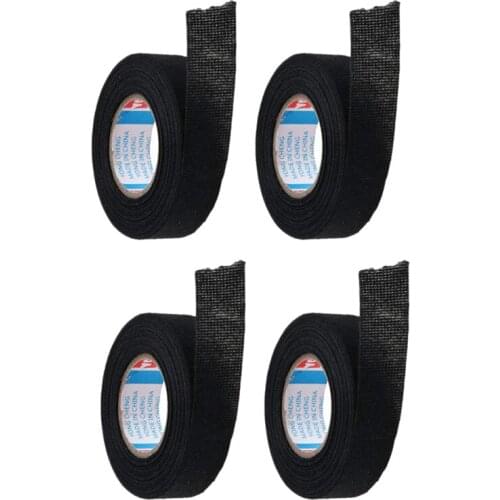 4 Rolls 15M x 19mm Automotive Harness Cloth Tape,Polyester Temp Wire HarnessTape