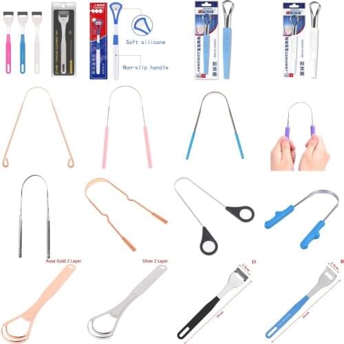 41styles Useful Tongue Scraper Stainless Steel Oral Tongue Cleaner Medical Mouth Brush Reusable Fresh Breath Maker New