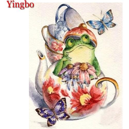 5D,diy,diamond painting Frog in teapot Cross Stitch Kits Full Square Round,Diamond Embroidery Pattern Rhinestone Pictures