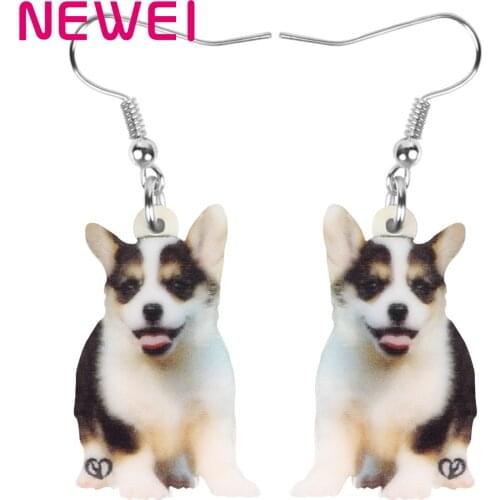 Newei Acrylic Siberian Husky Dog Earrings Realistic Animal Dangle Drop Jewelry For Women Girls Kids Classic Gift Decoratioin