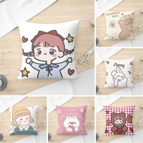 Cartoon Pillow Cover Ins Style Office Nap Cushion Cover Sofa Pillowcases Soft Washable Throw Pillow Case for Living Room Decor