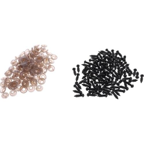 2x100 Pieces Black Plastic Safety Eyes with Backs for Dolls DIY Making 5mm