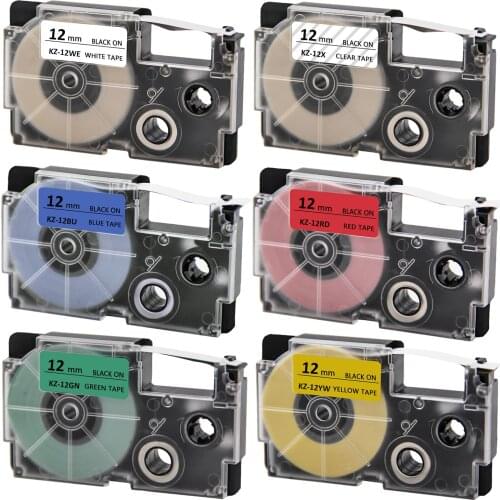 Cidy 6pks Compatible Mixed Color XR-12WE XR-12X XR-12RD XR-12YW XR-12BU XR-12GN tape cartridge for EZ label printer Sale-Seller