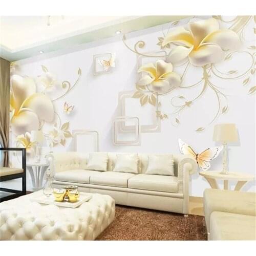 Decorative wallpaper 3D frangipani background wall painting
