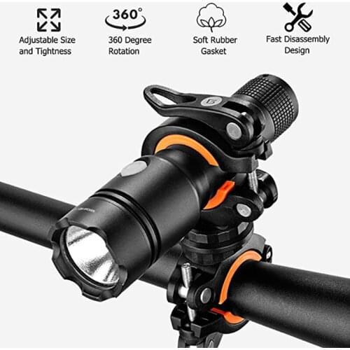 Bicycle Flashlight Mount Holder Universal Bicycle Bike LED Light Flashlight Torch Mount Holder 360° Rotation Cycling Clip Clamp
