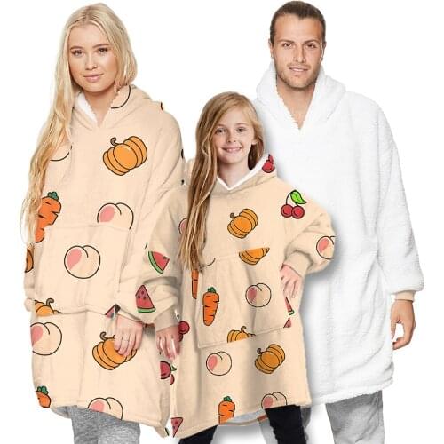 Mom dad kid pajamas outfit dot family matching thickening winter home sleepwear blanket nightgown lamb velvet hooded sweater