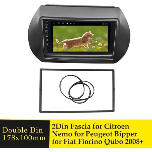 Double Din Facia for Peugeot Bipper Citroen Nemo Fiat Fiorino Qubo 2008+ Radio DVD Stereo CD Panel Dash Kit Trim Fascia Plate