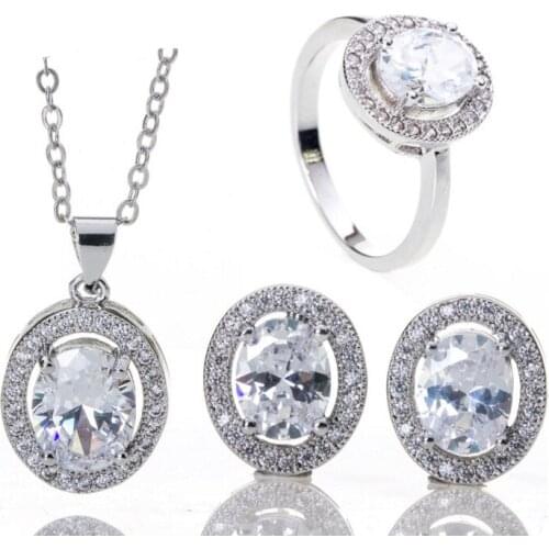 Elegant Lady Multicolor Elliptic Zircon plated white gold bridal suite
