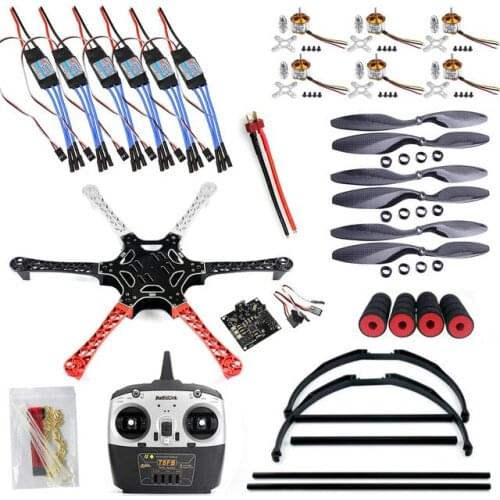 F550 Drone FlameWheel Kit With KK 2.3 ESC Motor Carbon Fiber Propellers + RadioLink 6CH TX RX+Tall Landing Skid PTZ F05114-N