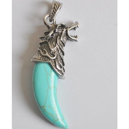 Howlite Stone Teeth Pendant Dragon Fashion Jewelry For Woman Gift S3062