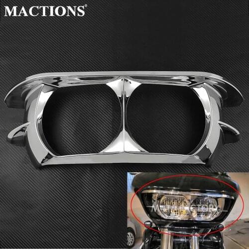 Chrome Dual Headlight Fairing Trim Bezel Scowl Cover For Harley Touring Road Glide Special FLTRXS Road Glide FLTRX 2015-2019