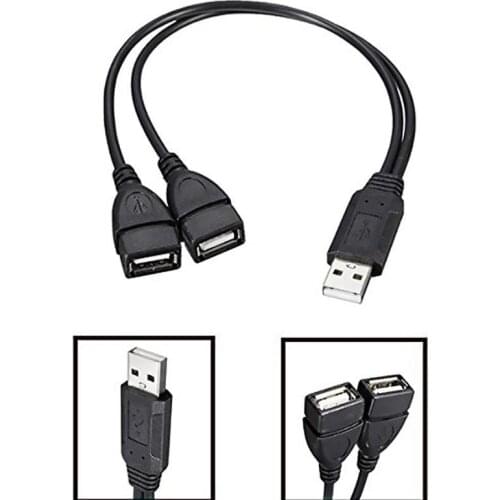 30cm USB2.0 Male to Dual USB Female USB Charging Power Cable Extension Cord USB Y Splitter Data Cables