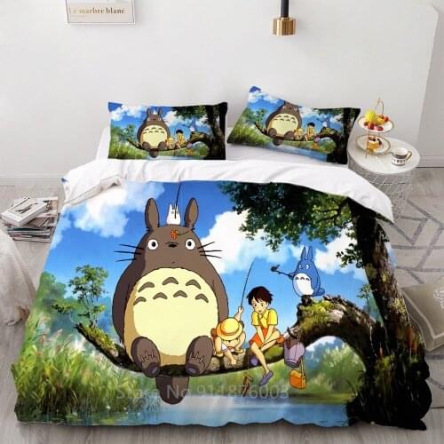 3 Pieces Cartoon Totoro Bedding Set 3D Print Anime In Japan Duvet Cover Colorful US/EU/AU Bed Cover Set Home Bed Quilt Cover