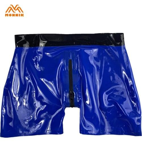 MONNIK latex Sexy Latex Panties Rubber Men Box Shorts Unique Underwear Club Wear