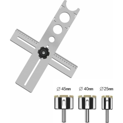 Stainless Steel Ceramic Tile Hole Locator Ruler Adjustable Punching Hand Tool for House Decorated Work Ruler with Drill 25/45MM