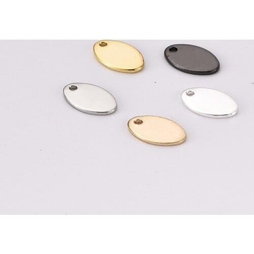 30 pieces 8.5 * 5.5mm copper smooth single hole oval necklace small pendant electroplating multi-color jewelry accessories