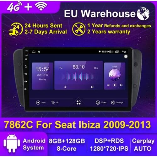 Mekede QLED Screen Android 10 Car Radio Audio Multimedia Player For Seat Ibiza 6j 2009 2010 2012 2013 WIFI 4G LTE Carplay DSP