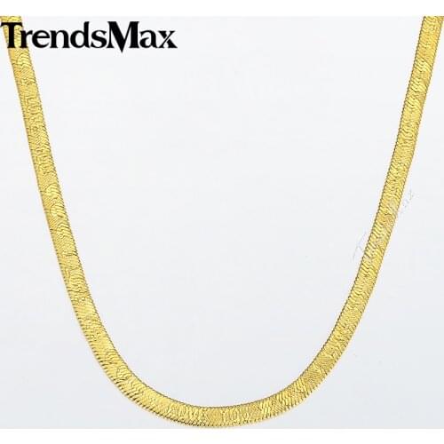 Womens Mens Necklace I Love You Pattern Gold Snake Herringbone Link Chain Necklace For Woman Male Jewelry Wholesale 5mm KGN468