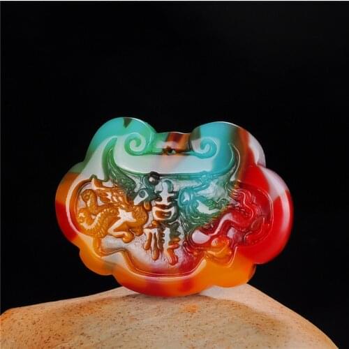 Natural Color Hand-carved Jade Pendant Jewelry Necklace Red, White, Green, Yellow, Green, Long-lived Jade Pendant