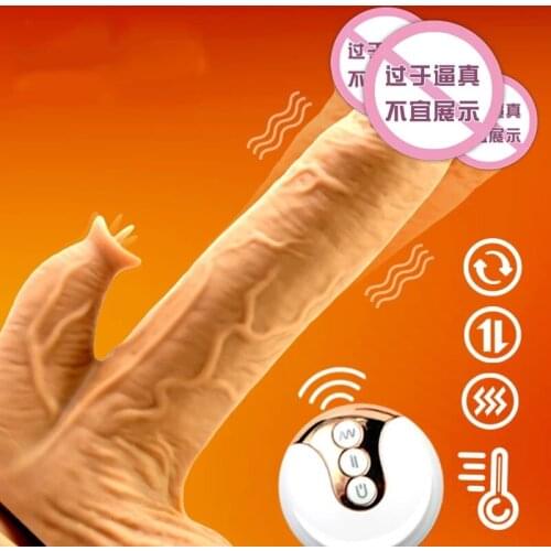 New Automatic Telescopic Dildo For Women Realistic Skin Dildo Female Dildo Penis Vibrator Rabbit G Spot Vibrating Tongue Sex Toy